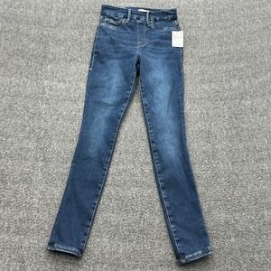 Good American Good Petite Skinny Jeans Blue Mid Rise Stretch Small Elastic Waist